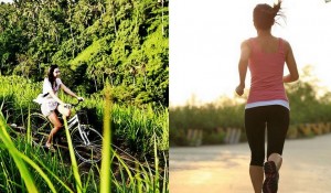 Cycling and jogging